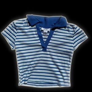 Blue Striped cropped shirt